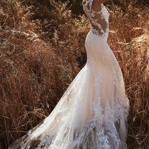 Lillian West, “Illusion Lace” Wedding Dress (Size 6/US-Size 2)